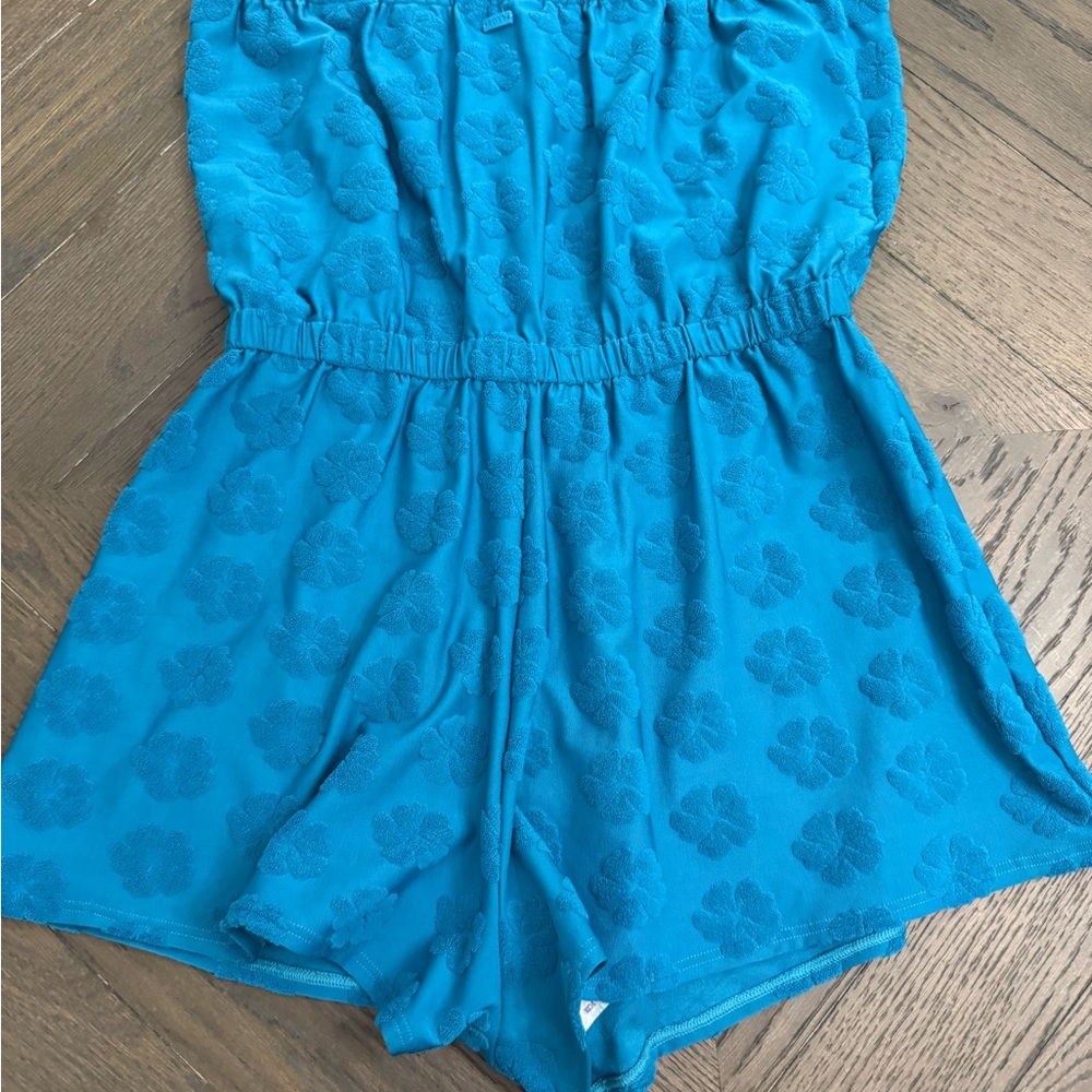 Blue Strapless Romper - Picture 2 of 5